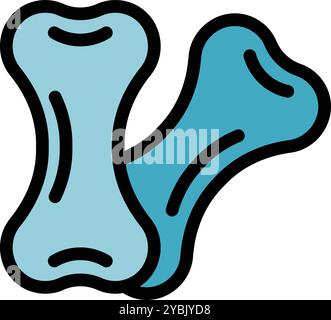 Two blue dog bones are crossed, creating a simple image using negative space Stock Vector