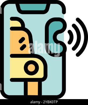 Smartphone is displaying a taxi hiring app calling a driver, representing the convenience of modern transportation services Stock Vector