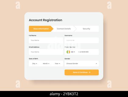 Account registration wizard form design for mobile and website Stock Vector