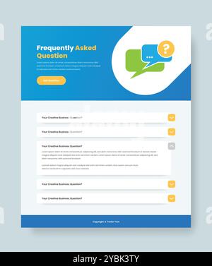 Modern frequently asked question or faq page web interface design with message bubble illustration Stock Vector