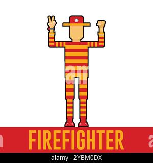 Flat firefighter Vector illustration, Firefighter flat icon isolated on white background. Firefighter vector illustration Stock Vector