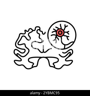 Alzheimer's disease line black icon.  Signs for web page, mobile app, button, logo. Vector isolated button. Editable stroke. Stock Vector