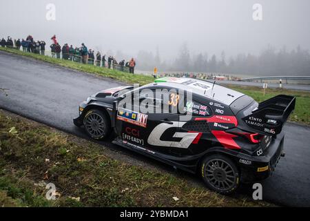 Hauzenberg, Germany. 19th Oct, 2024. Welsh drally driver Evans Elfyn, Martin Scott with car Toyota GR Yaris Rally1 compete in the Central European Rally World Rally Championship event in Munzkirchen, Austria, October 19, 2024. Credit: Petr Skrivanek/CTK Photo/Alamy Live News Stock Photo