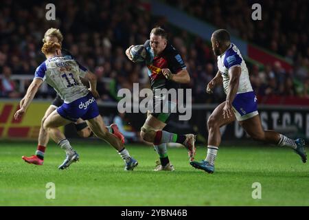 LONDON, UK - 19th Oct 2024:  Alex Dombrandt of Harlequins in action during the Gallagher Premiership match between Harlequins and Bath Rugby at Twickenham Stoop  (Credit: Craig Mercer/ Alamy Live News) Stock Photo