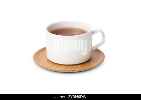 White cup of tea on a white background Stock Photo