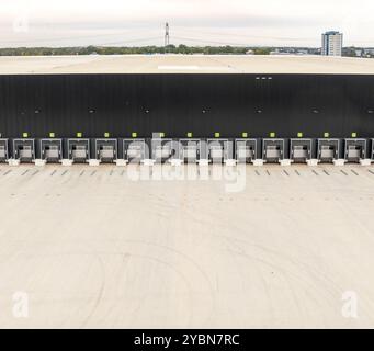 lots of empty loading docks of a large warehouse Stock Photo