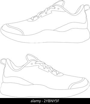 Shoes sneaker outline drawing vector, Sneakers drawn in a sketch style ...