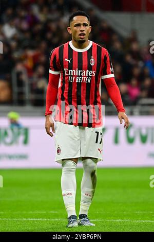 Milan, Italy on October 19, 2024. AC Milan's Swiss forward #17 Noah Okafor looks on during the Italian Serie A football match between AC Milan and Udinese at San Siro Stadium in Milan, Italy on October 19, 2024 Credit: Piero Cruciatti/Alamy Live News Stock Photo