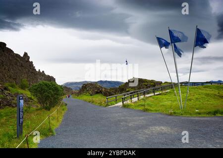 Almannagjá gorge within Þingvellir National Park, Iceland Stock Photo