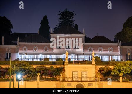 National Palace of Belem at night, official residence of the Portugals president Stock Photo