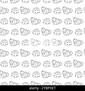 Simple small cactus and cactus with branches in doodle style, arranged in stripes. Simple seamless pattern. Vector illustration. Stock Vector