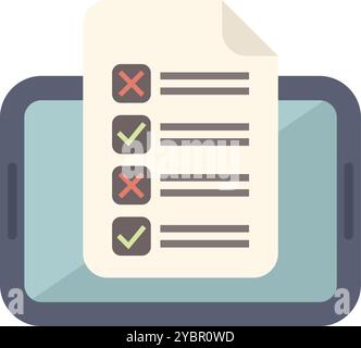 Mobile phone is displaying a checklist with checked boxes, representing an online survey or exam Stock Vector