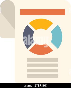 Document is showing a colorful pie chart and statistics data, perfect for visualizing information Stock Vector