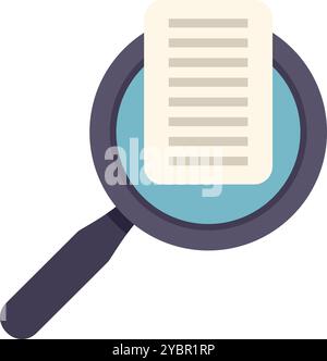 Magnifying glass is inspecting a document, symbolizing the concept of due diligence and scrutiny Stock Vector