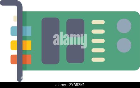 Minimalist vector illustration of a sound card, featuring input and output jacks Stock Vector