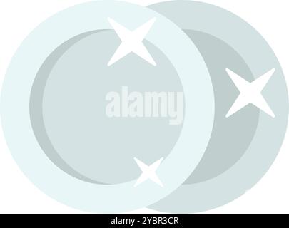 Two sparkling clean plates are sitting on top of each other, ready for a delicious meal Stock Vector
