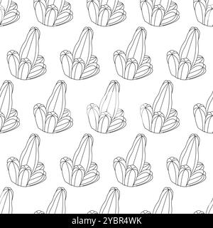 Big cactus with four branches in doodle style. Simple seamless pattern. Vector illustration. Stock Vector