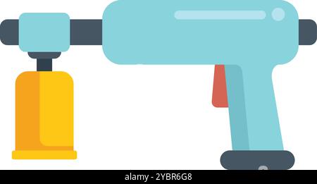Gas welding torch with a yellow gas cylinder is heating something up, perfect for industrial or construction related designs Stock Vector