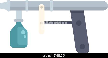Professional airbrush tool for painting with compressed air and bottle of paint Stock Vector