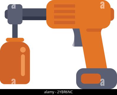 Orange electric caulking gun applying silicone sealant, isolated vector illustration Stock Vector