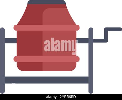 Red concrete mixer standing still, ready to be used on a construction site Stock Vector