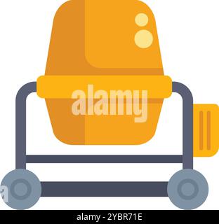 Yellow concrete mixer preparing cement mortar for construction works Stock Vector
