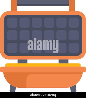 Open electric waffle iron with non stick surface, an essential kitchen appliance for making tasty belgian waffles for breakfast Stock Vector