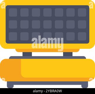 This illustration features a yellow waffle iron, ready to make delicious breakfast waffles Stock Vector