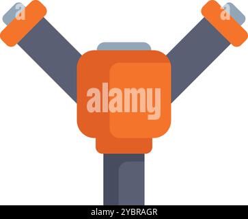 Robot character holding something with two hands, isolated illustration in flat cartoon style Stock Vector