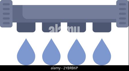 Irrigation system efficiently delivering water drops to thirsty plants, symbolizing sustainable agriculture and water conservation Stock Vector