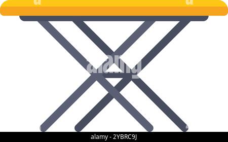 Ironing board with empty yellow top and gray legs, household appliance for ironing clothes Stock Vector
