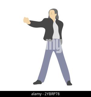 businessman hands up fist illustration vector isolated on white background Stock Vector