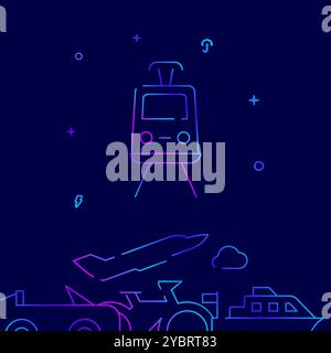 Tram, trolleybus gradient line icon, vector illustration Stock Vector