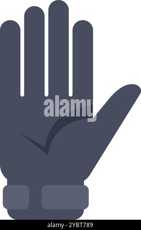 Blue glove hand showing number five gesture flat icon Stock Vector