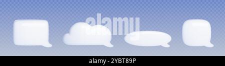 Blank speech bubbles set isolated on transparent background. Vector realistic illustration of white oval, square cloud shape text boxes for social med Stock Vector