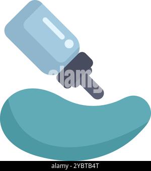 Dropper bottle pouring liquid serum on green cosmetic cream, concept of beauty treatment or pharmaceutical product Stock Vector
