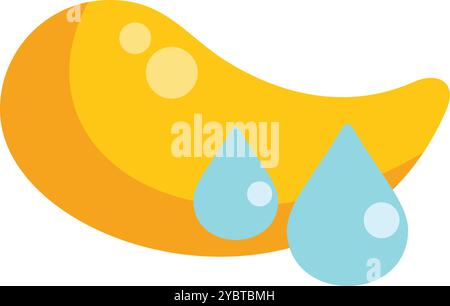 Simple vector illustration of a yellow chilli pepper dripping water, representing spiciness Stock Vector