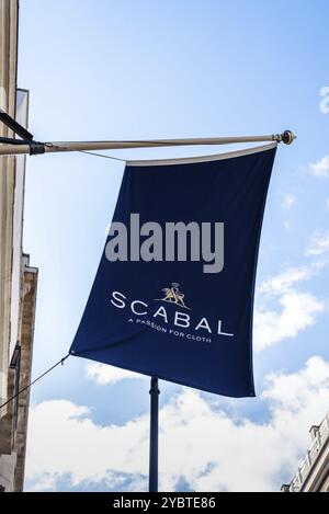 London, UK, August 27, 2023: Scabal bespoke tailoring banner store in Savile Row Stock Photo