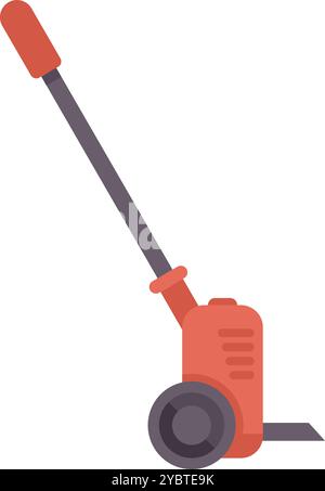Red manual hydraulic pump lifting jack for lifting cars standing upright isolated on white background Stock Vector