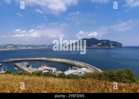 Aerial cityscape of the town of Laredo in Cantabria, Spain. Port Stock Photo