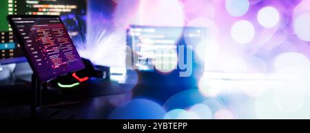 Abstract computer script code. Programming code screen of software developer. Software Programming Stock Photo