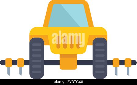 Yellow tractor is cultivating land for sowing using a cultivator, great agricultural illustration Stock Vector