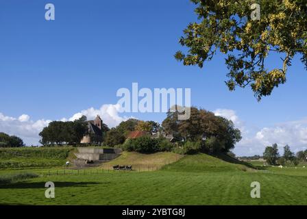 The terp of Hogebeintum in Friesland has a height of 8.80 meters and is therefore the highest artificial dwelling hill in the Netherlands Stock Photo