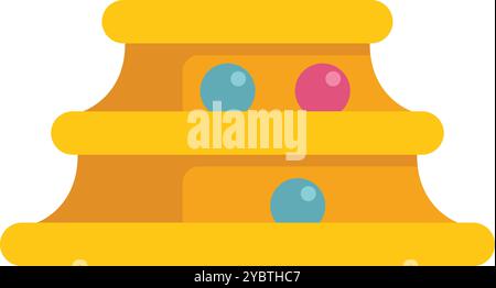 Classic wooden toy labyrinth is being maneuvered, guiding colorful balls through its intricate paths Stock Vector