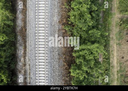 Aerial photographic documentation of the train track layout Stock Photo