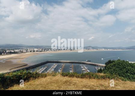 Aerial cityscape of the town of Laredo in Cantabria, Spain. Port Stock Photo