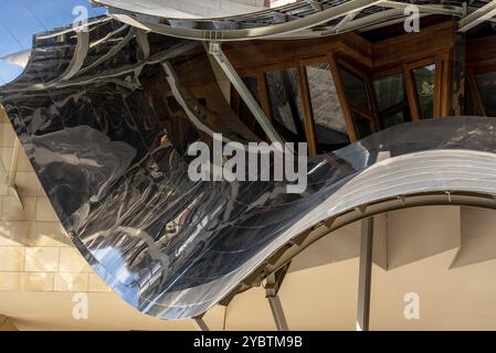 Elciego, Spain, 6 August 2020: Winery of Marques de Riscal in Alava, Basque Country. The futuristic building and luxury hotel was designed by famous a Stock Photo