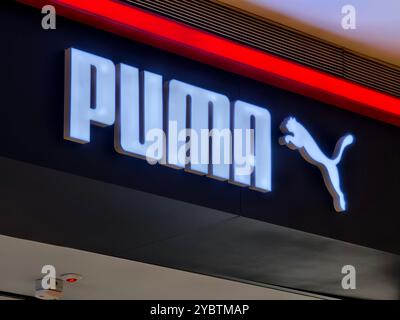 KUALA LUMPUR, MALAYSIA - AUGUST 28, 2024: Puma brand retail shop in the large shopping mall Stock Photo