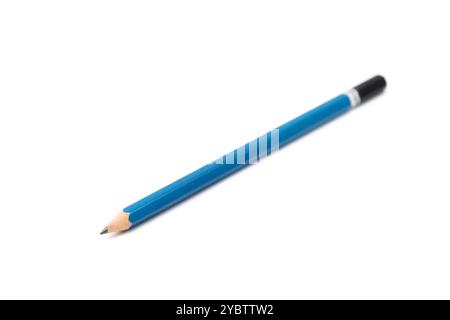 Blue pencil isolated on white background Stock Photo