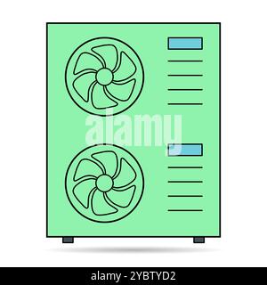 Heat pump air source shadow icon, cooling electric system machine, cool web vector illustration . Stock Vector
